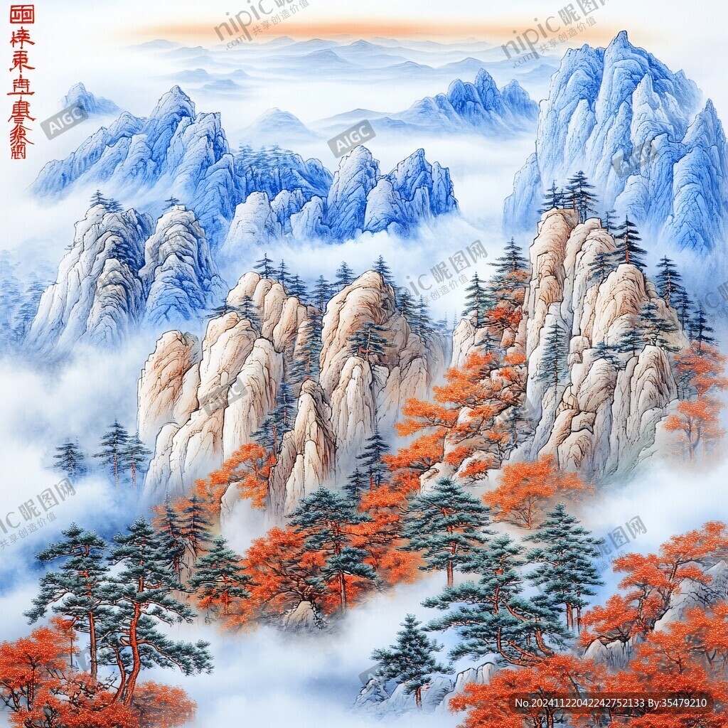 迎客松壁畫掛畫壁紙