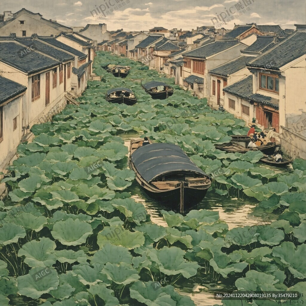 一船人采菱角