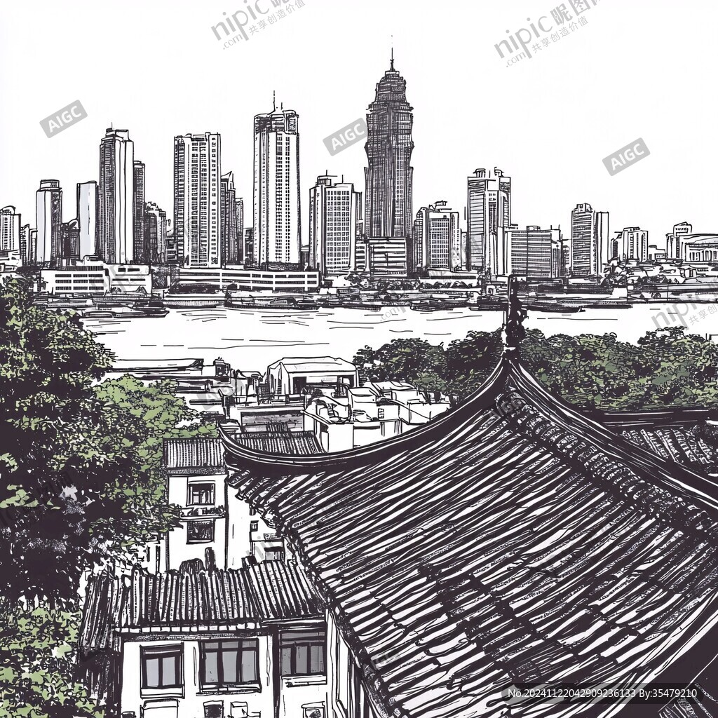 黃鶴樓建筑手繪