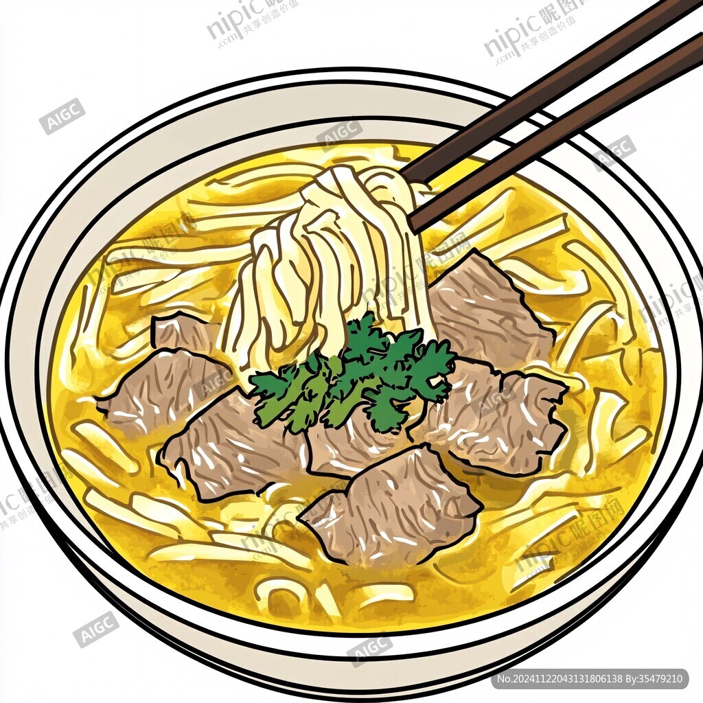 黃花牛肉面插畫