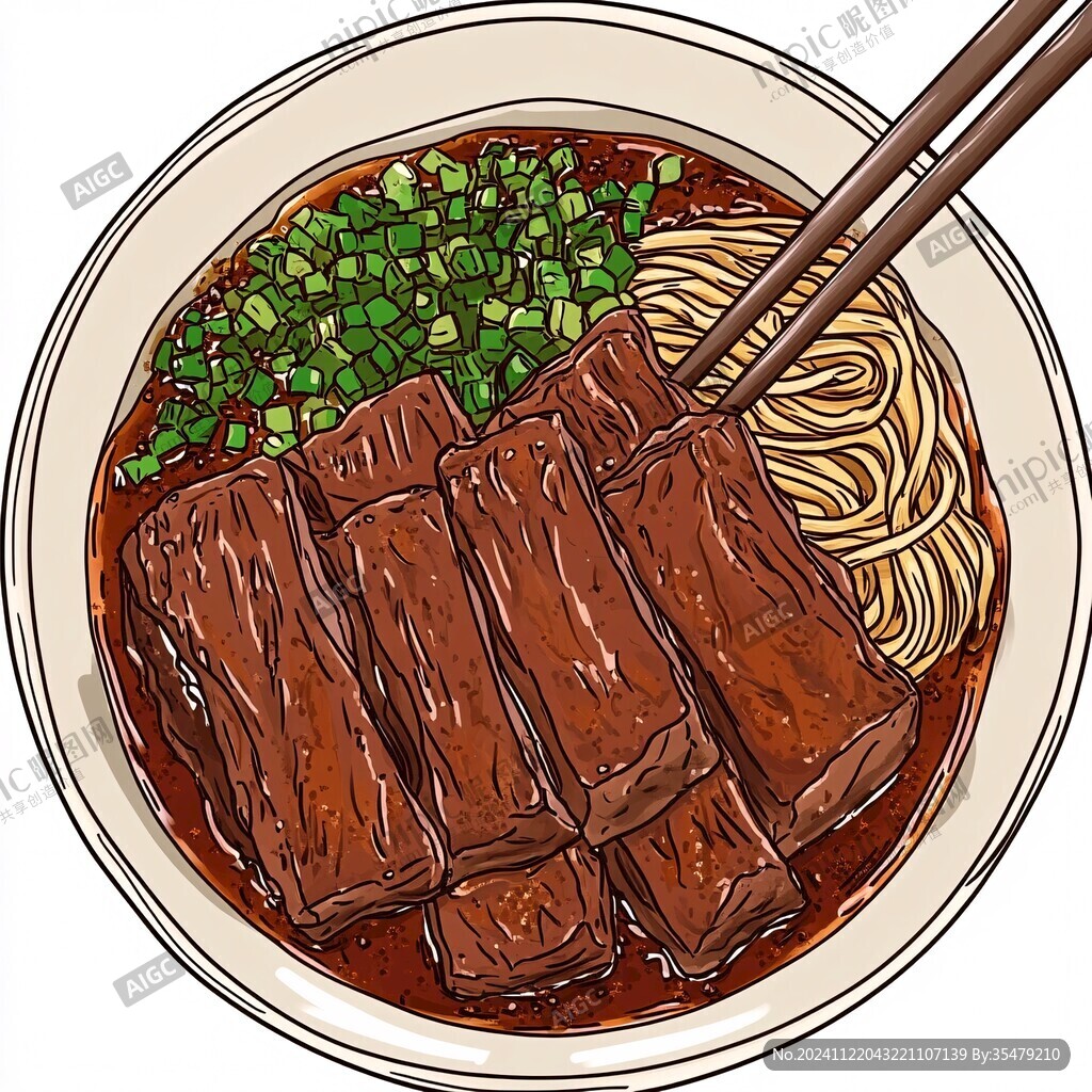 黃花牛肉面插畫(huà)