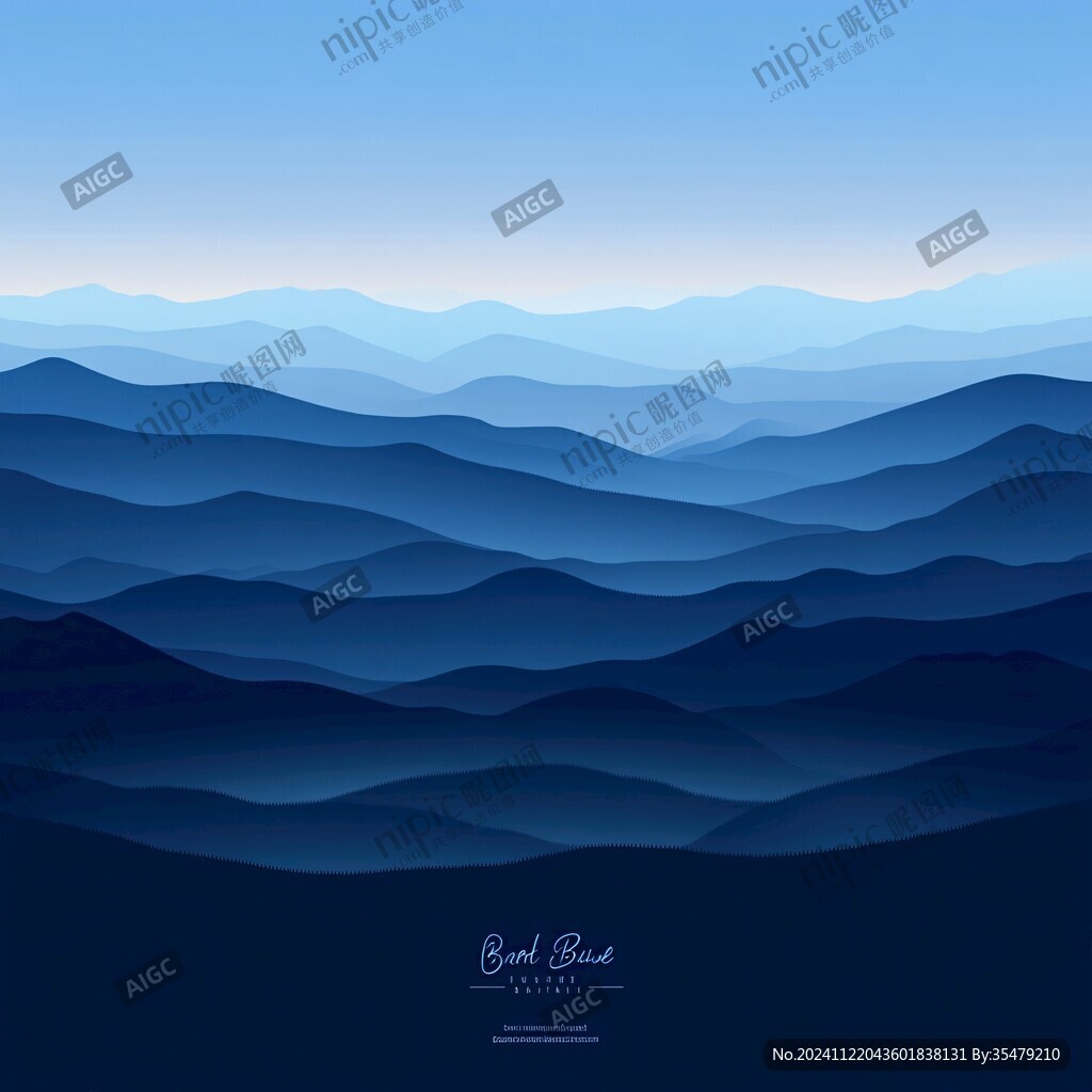 質(zhì)感藍色山水