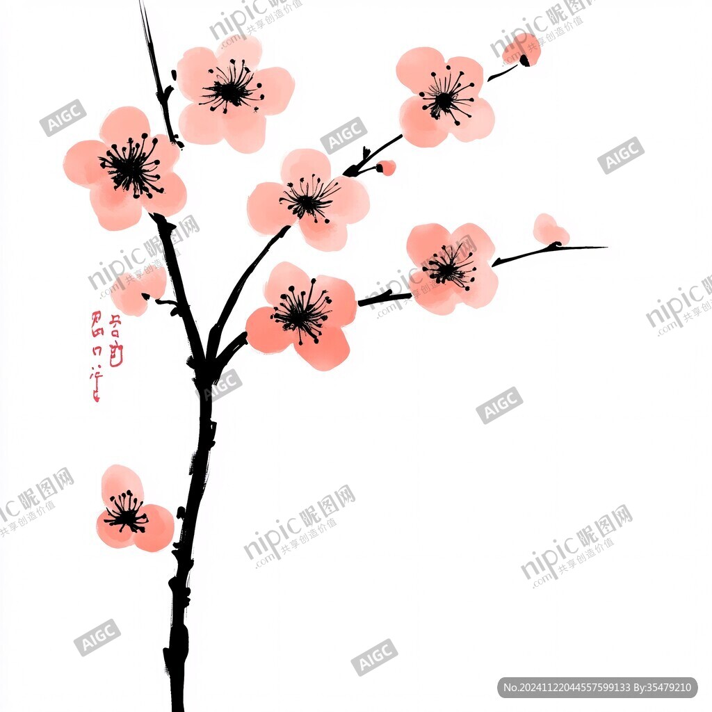 鼠繪梅花