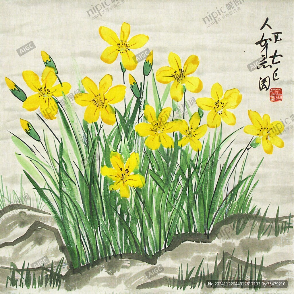 手繪黃菖蒲