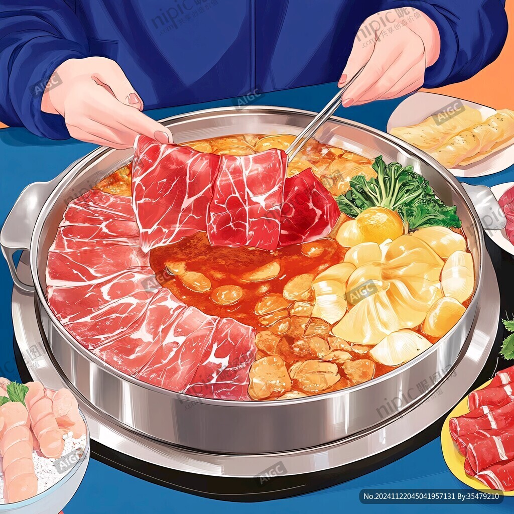 吃火鍋插畫