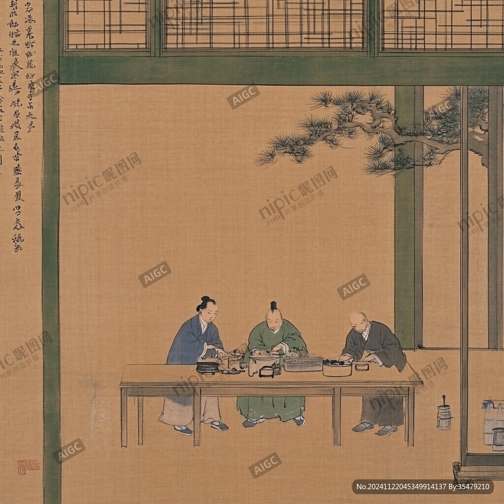古人喝茶微場景
