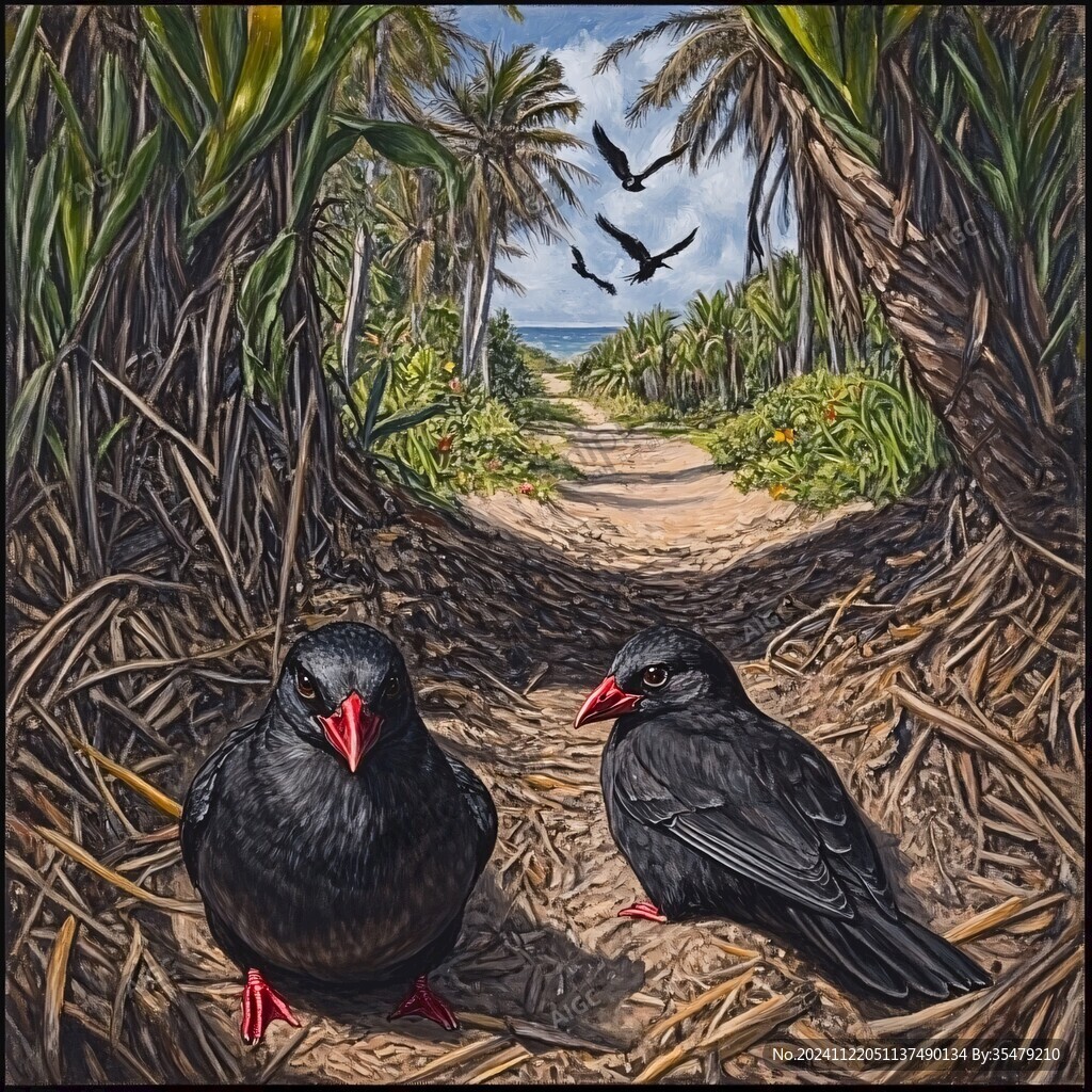 野生鳥類油畫