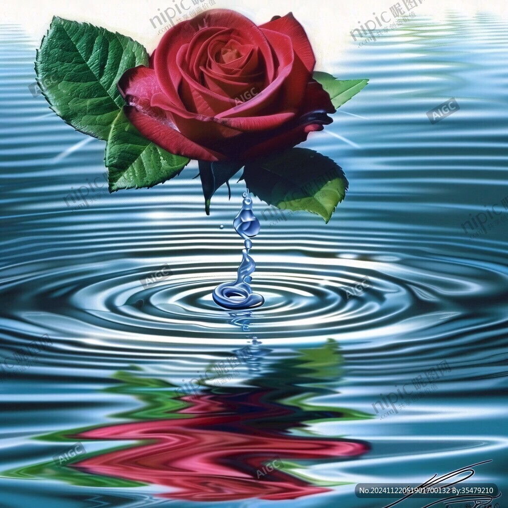 水中倒影玫瑰花