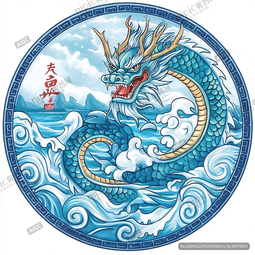 龍騰四海圖案