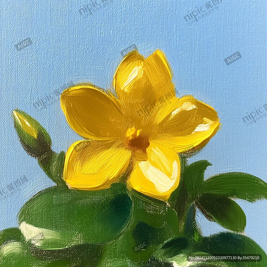 小黃花油畫