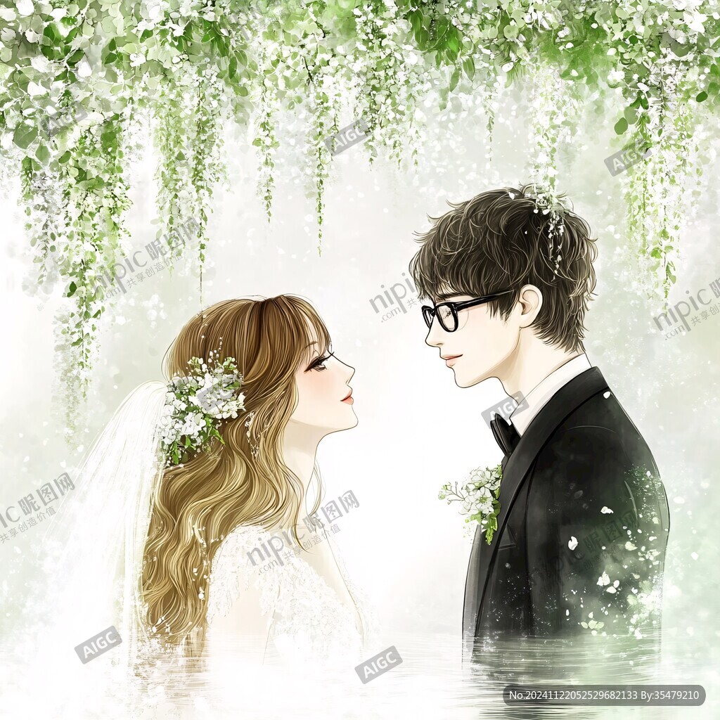 結(jié)婚照插畫