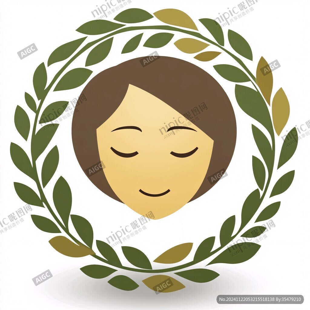 女人頭像綠葉logo