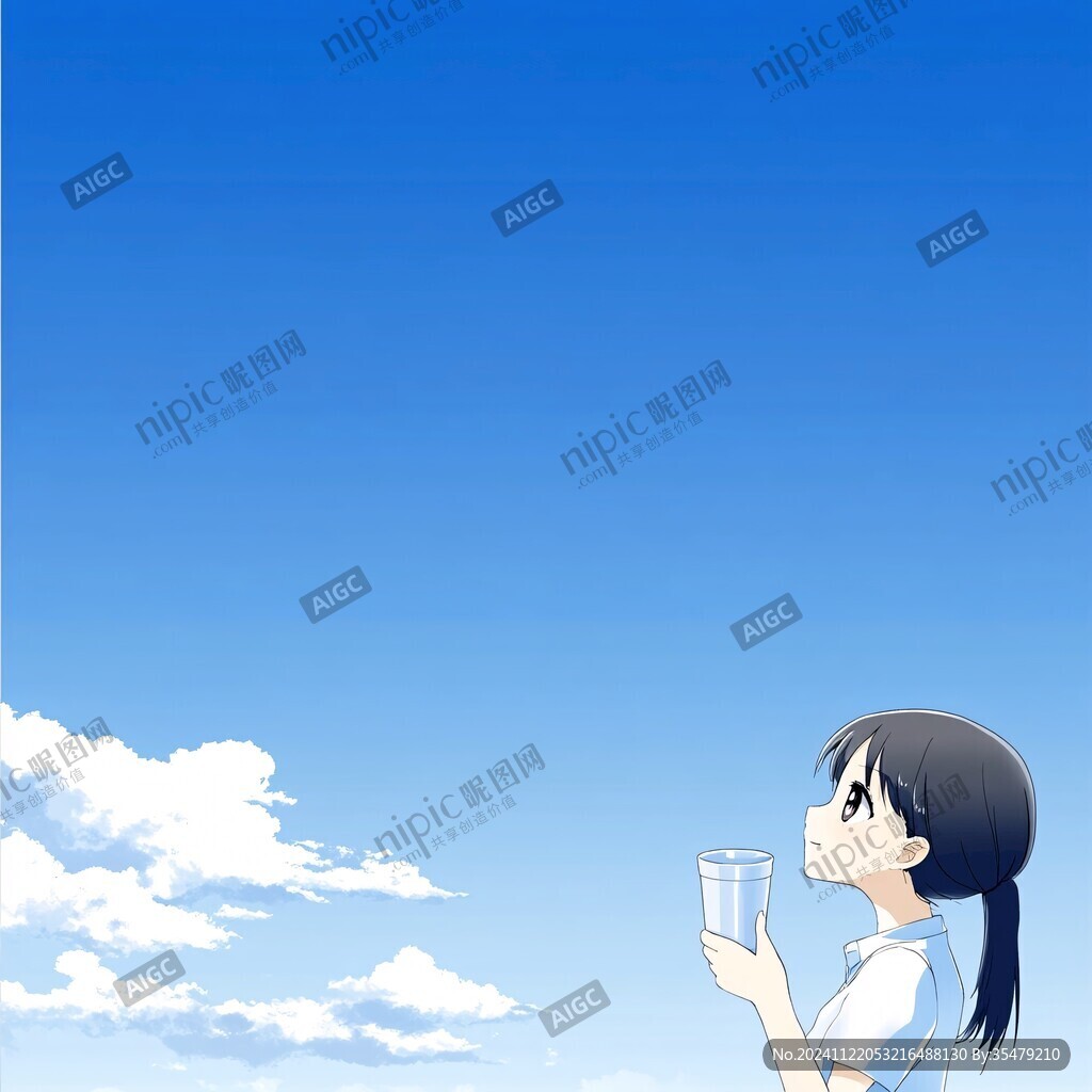 二次元女孩喝奶茶