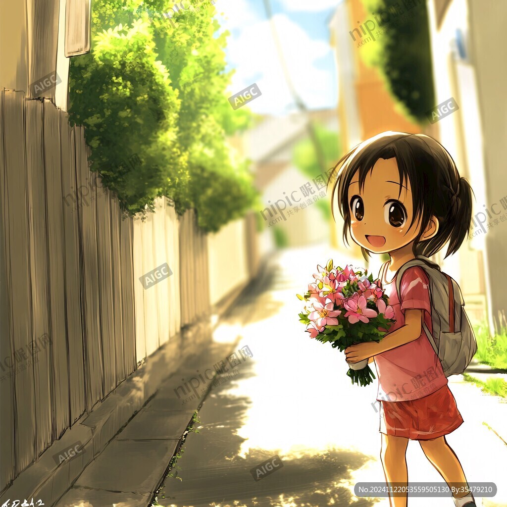 賣花q版女孩