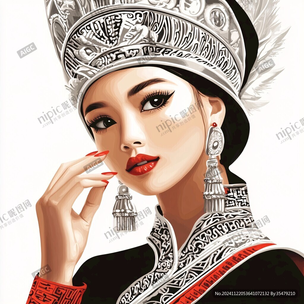 彝族美女插畫