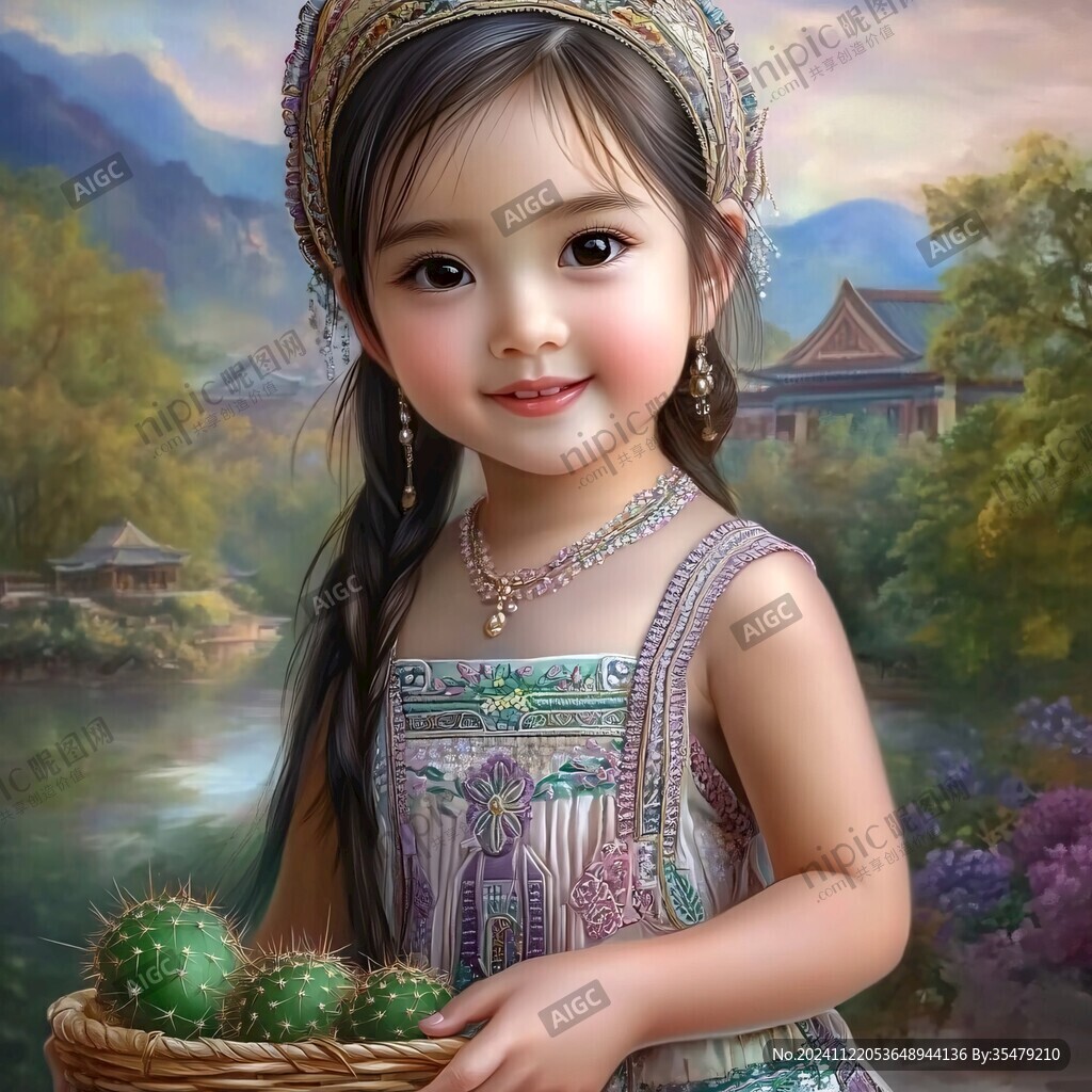 無框畫少數民族女孩