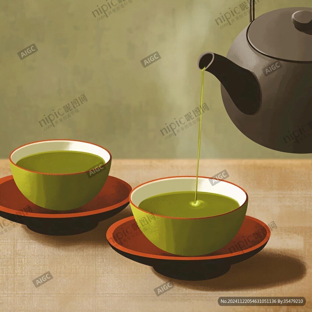 綠茶插畫