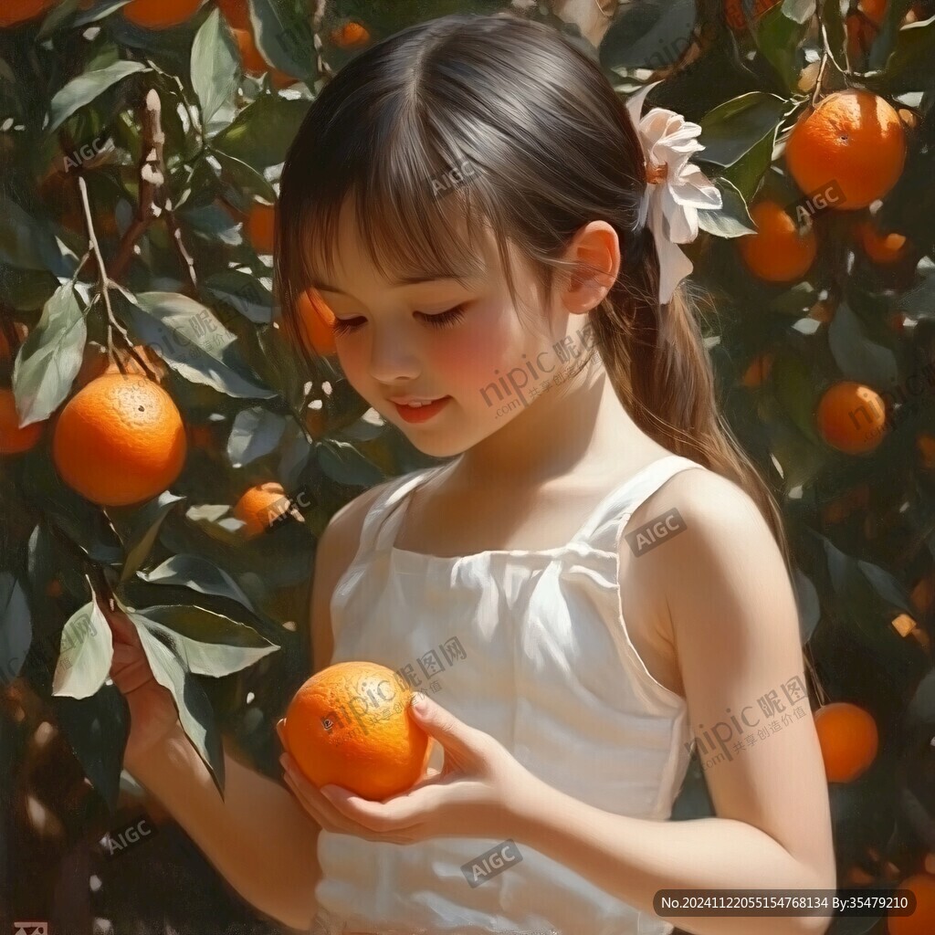 水果姑娘插畫(huà)繪畫(huà)