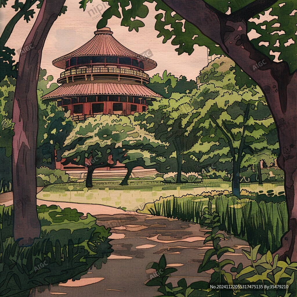插畫愛晚亭