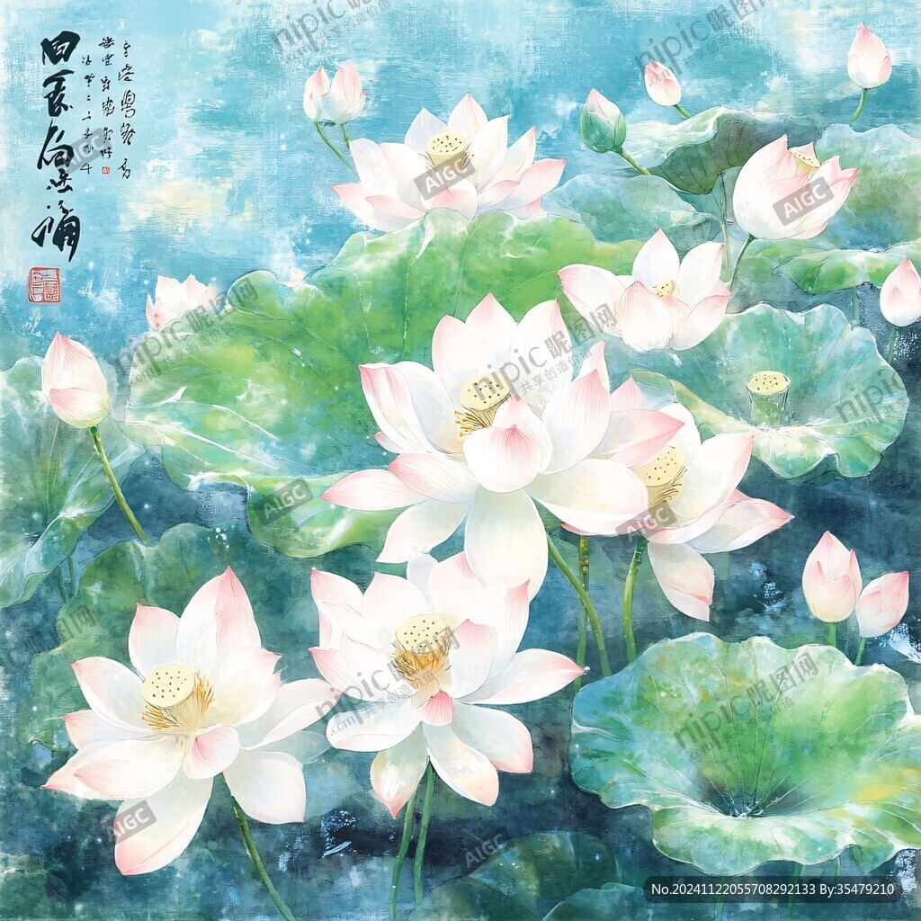 荷花高清寫真手繪