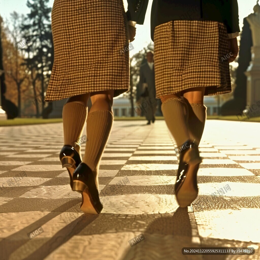 穿過廣場獨行的女人