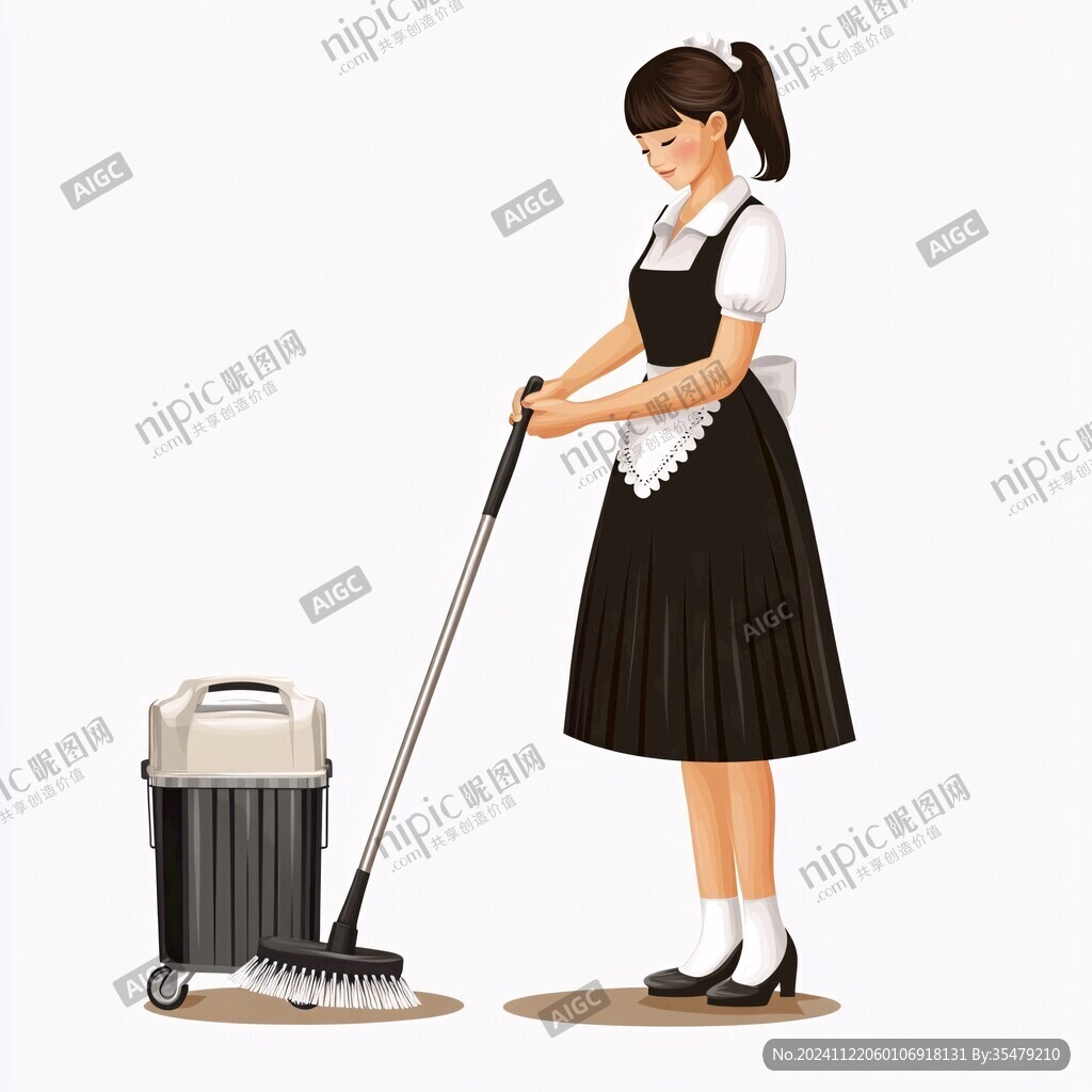 女性人物拖地