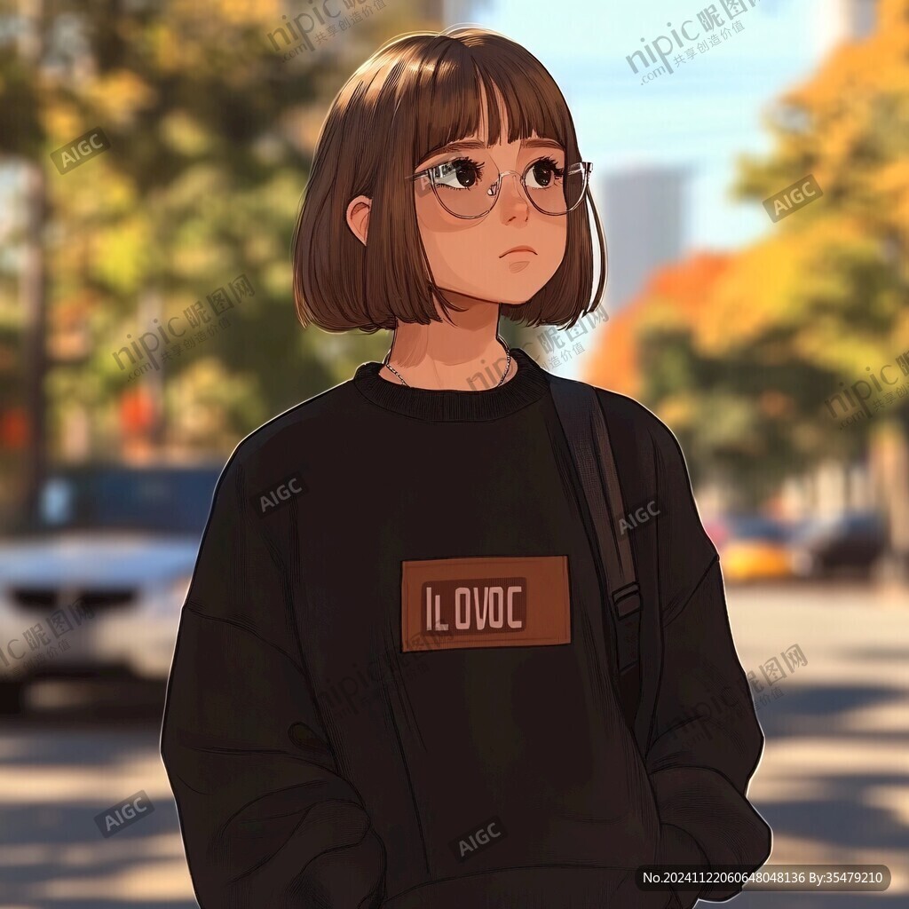 人物插畫(huà)短發(fā)女生