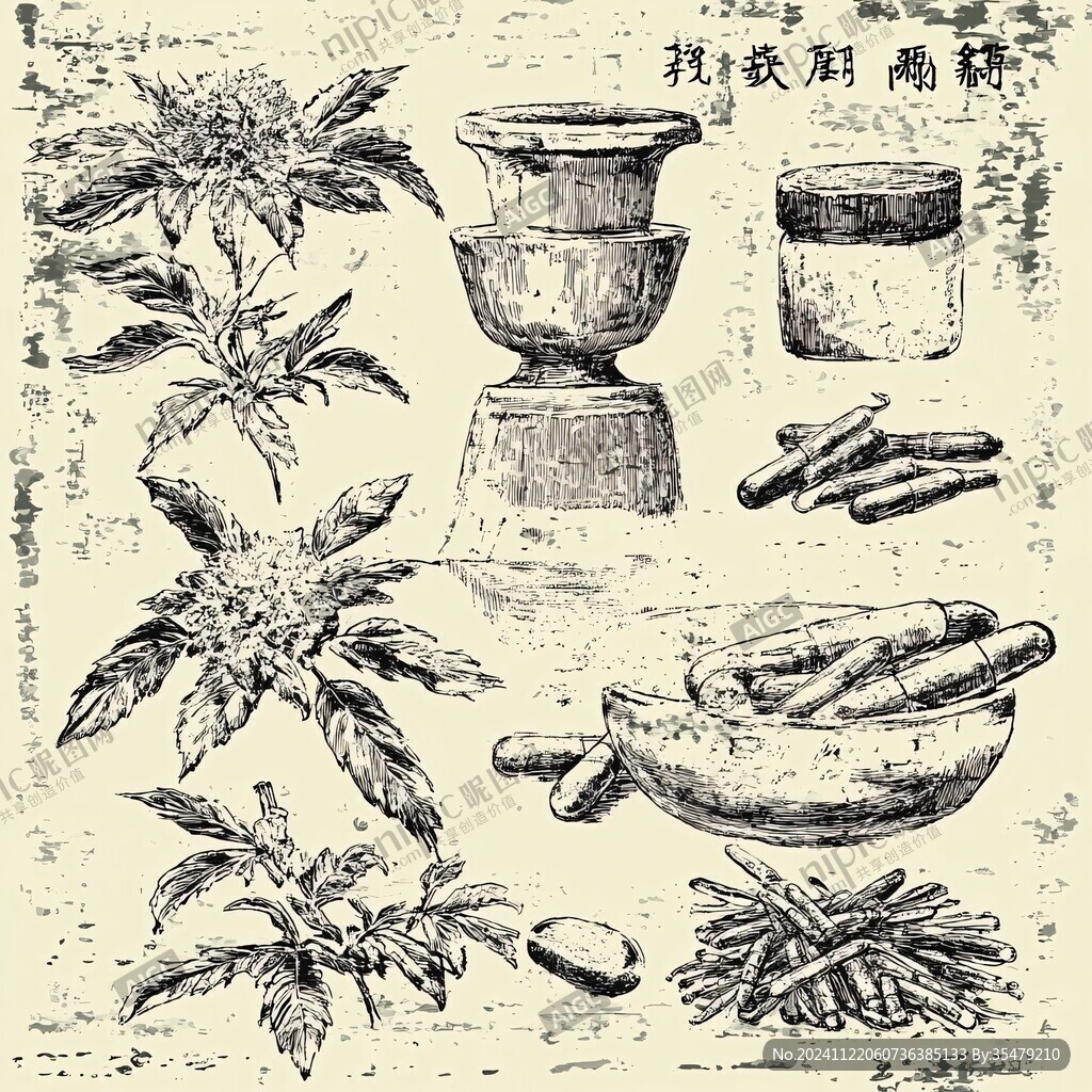 復古手繪中藥材