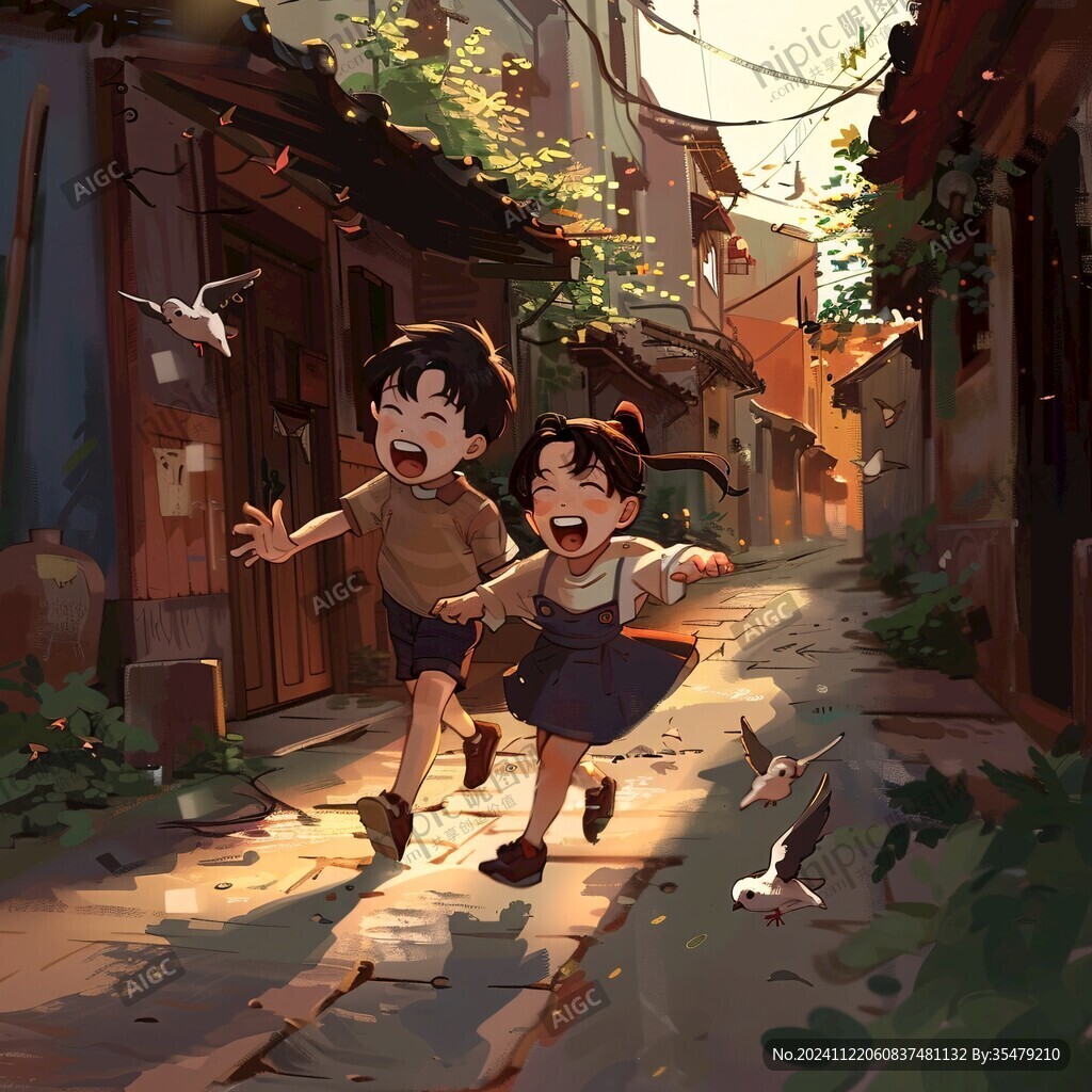 小時候場景插畫