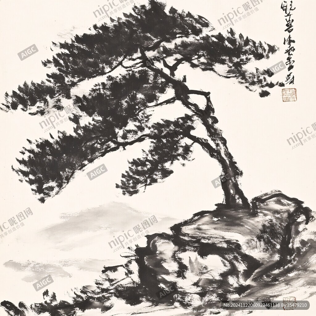 自寫種松圖