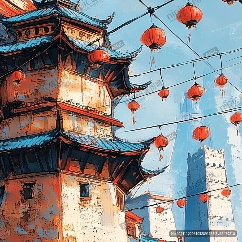 廣西插畫水彩建筑插畫