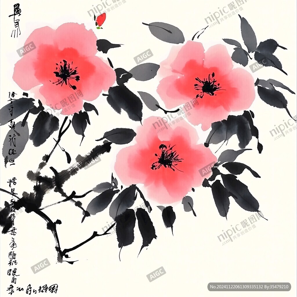 寫意紅茶花