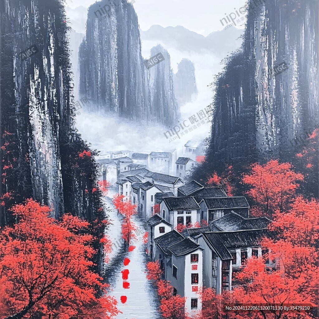 新中式油畫風(fēng)景