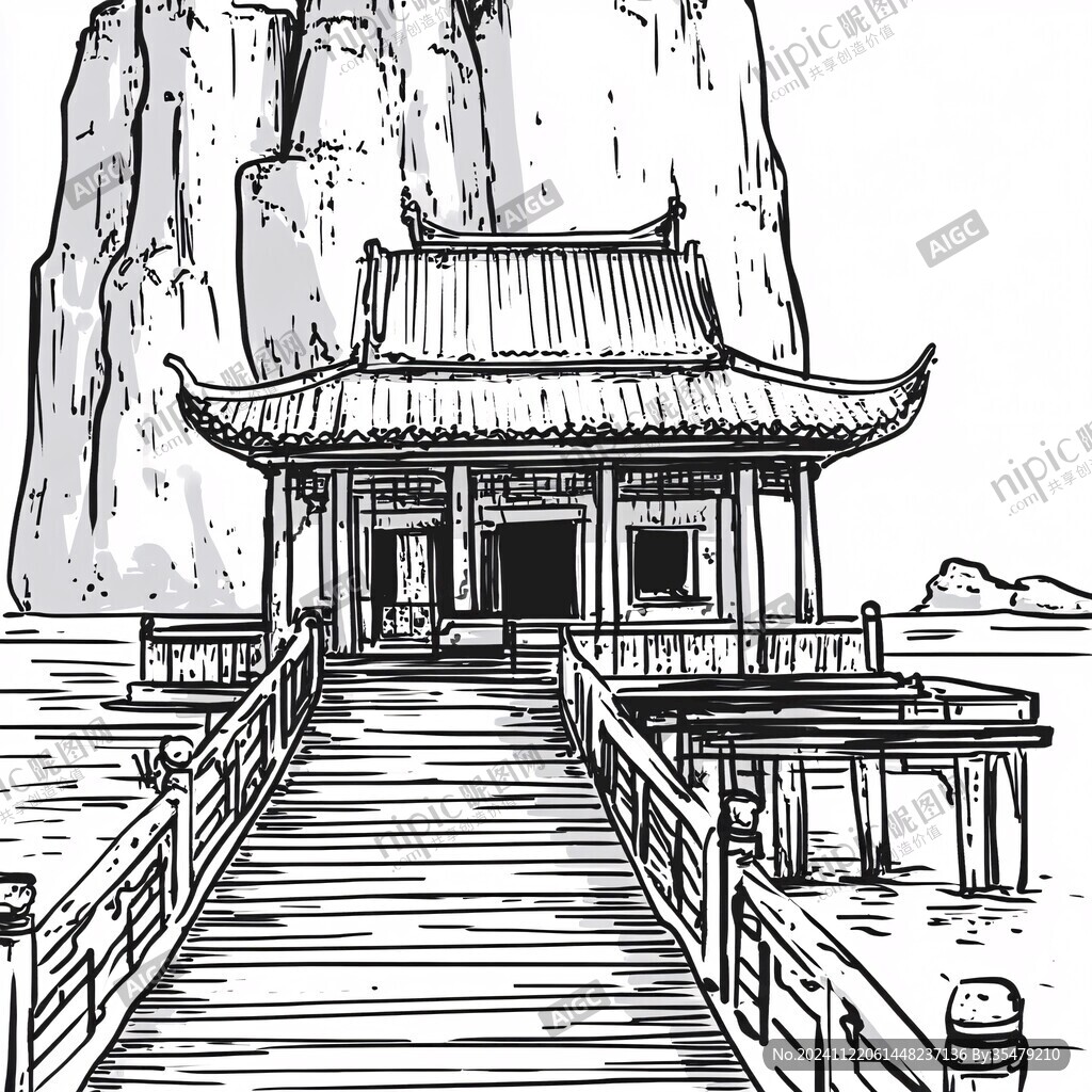 雁蕩山插畫