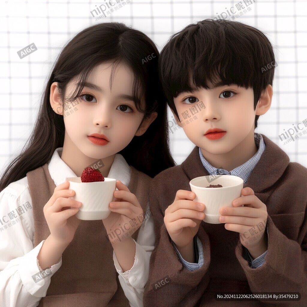喝奶茶男孩女孩