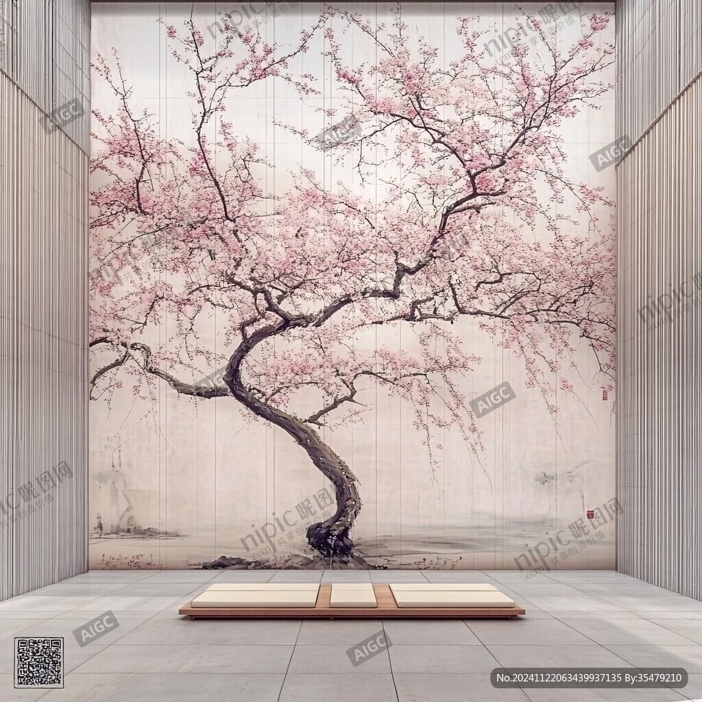 梅壁畫墻紙
