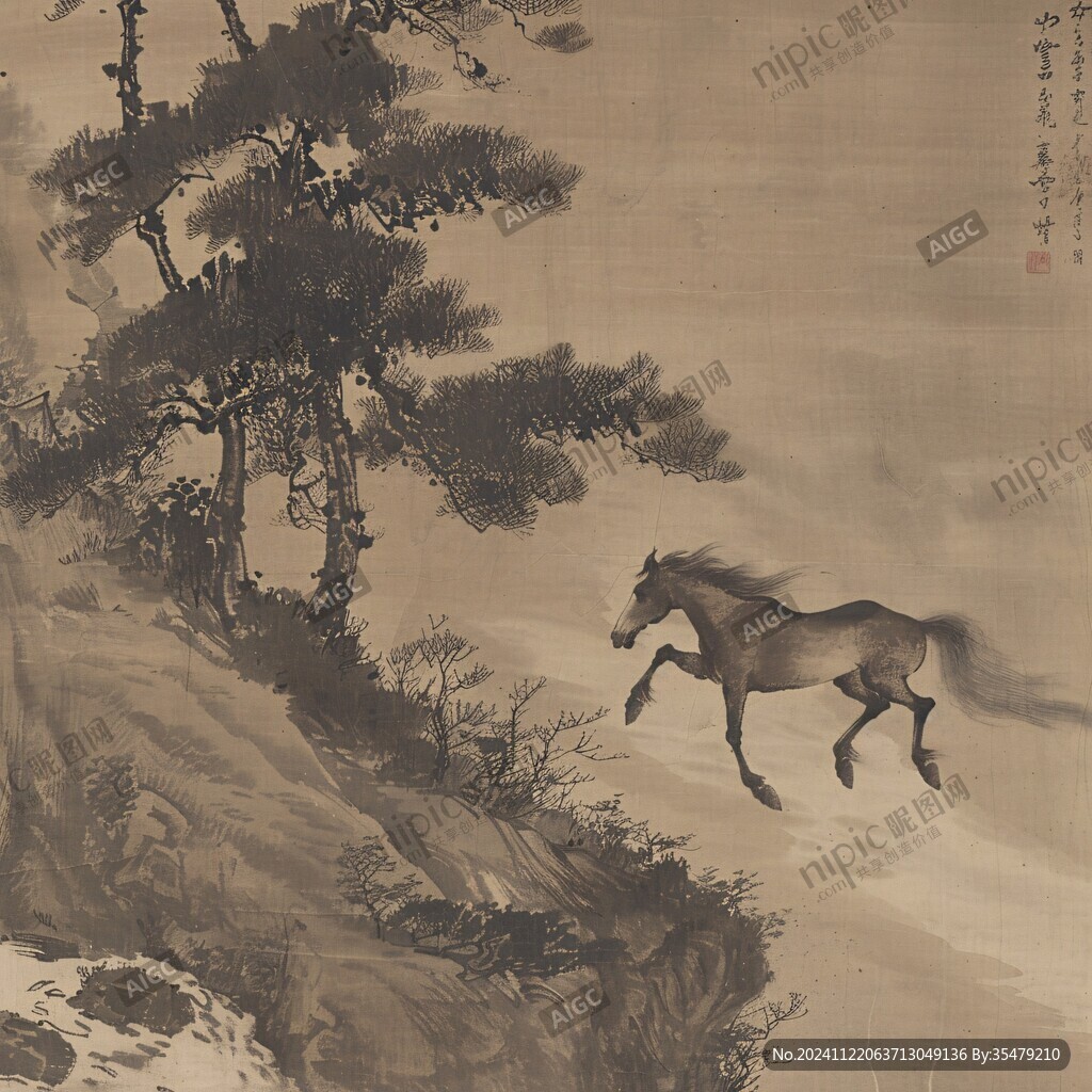 仿徐悲鴻奔馬