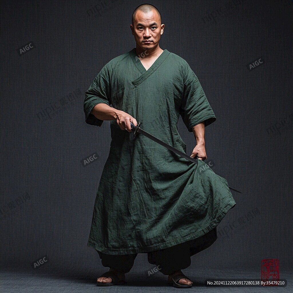 羅地刺繡直裾禪衣