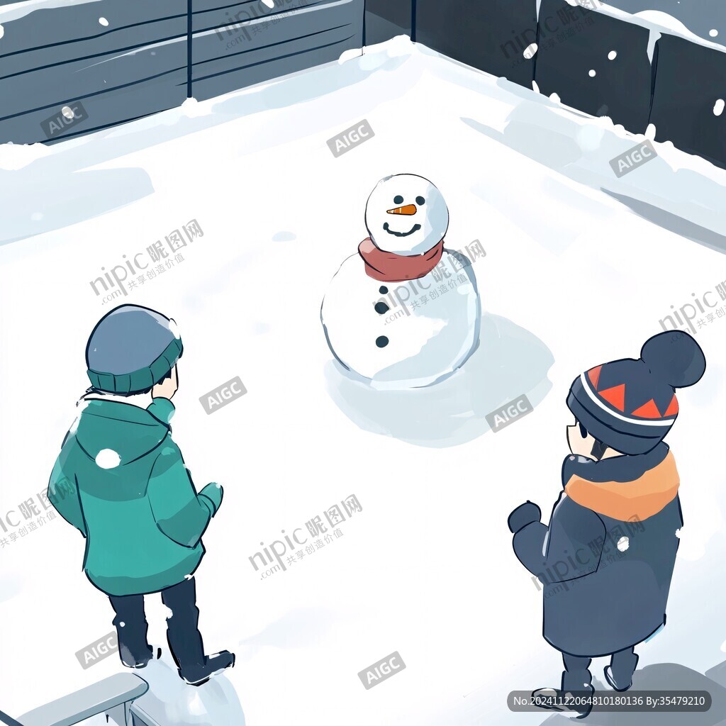 打雪仗插畫