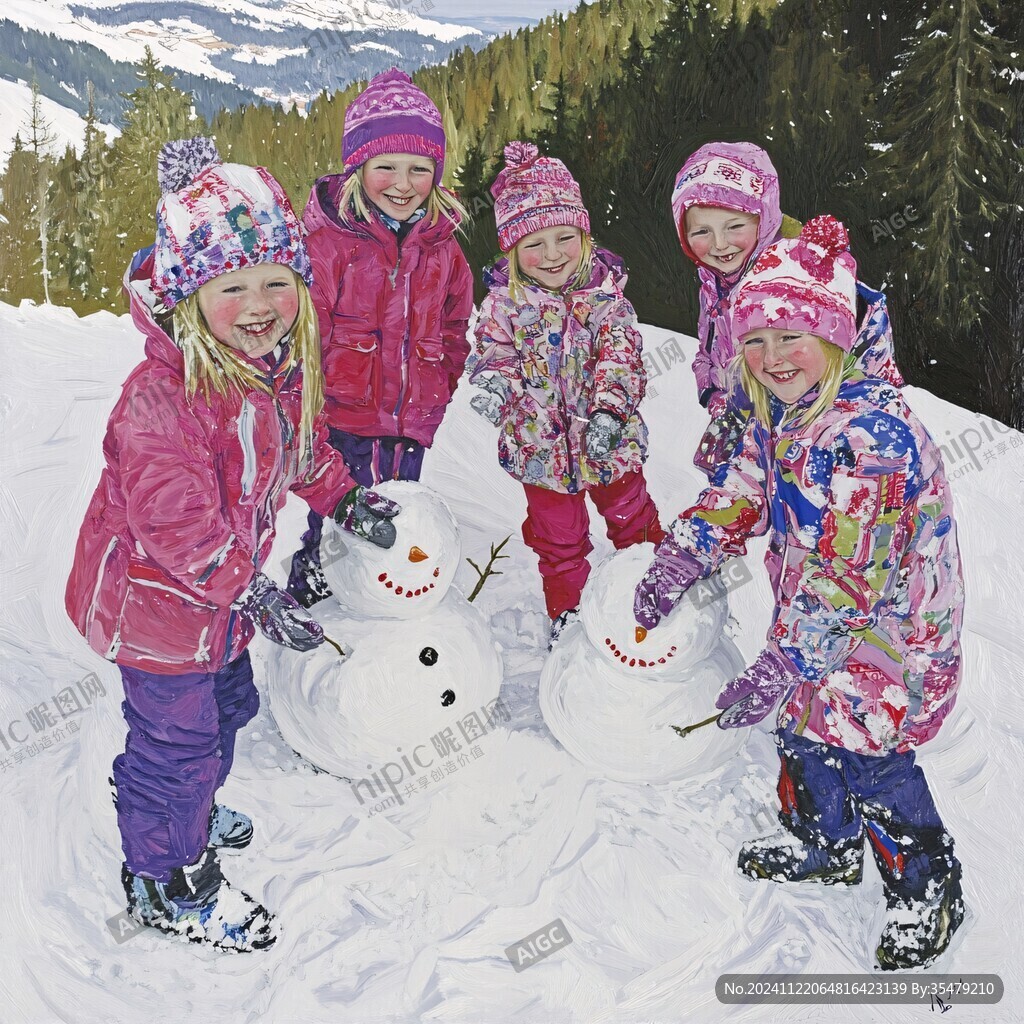兒童堆雪人