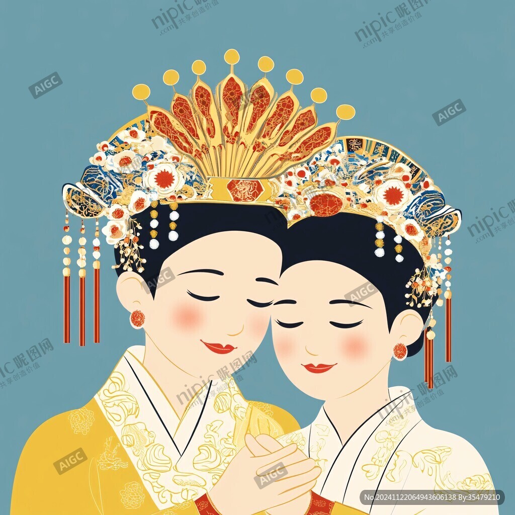 中式新娘插畫