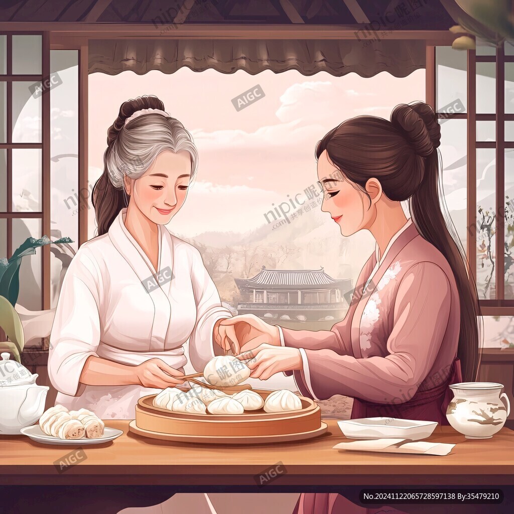 蒸饅頭插畫