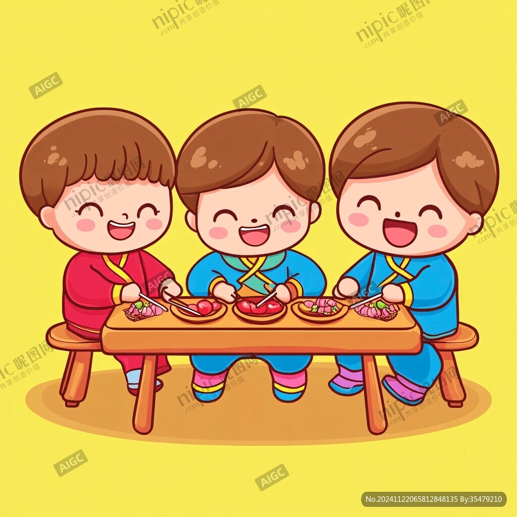 朋友吃飯插畫