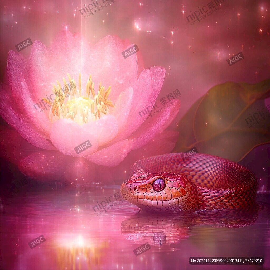 蛇與蓮花插畫