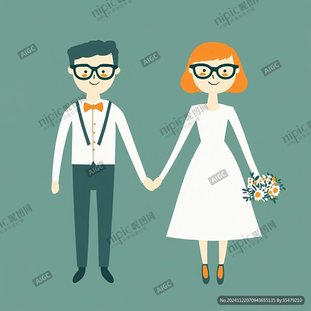 卡通西式婚慶人物