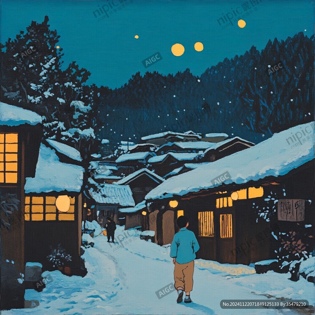 木版插畫吉田街道