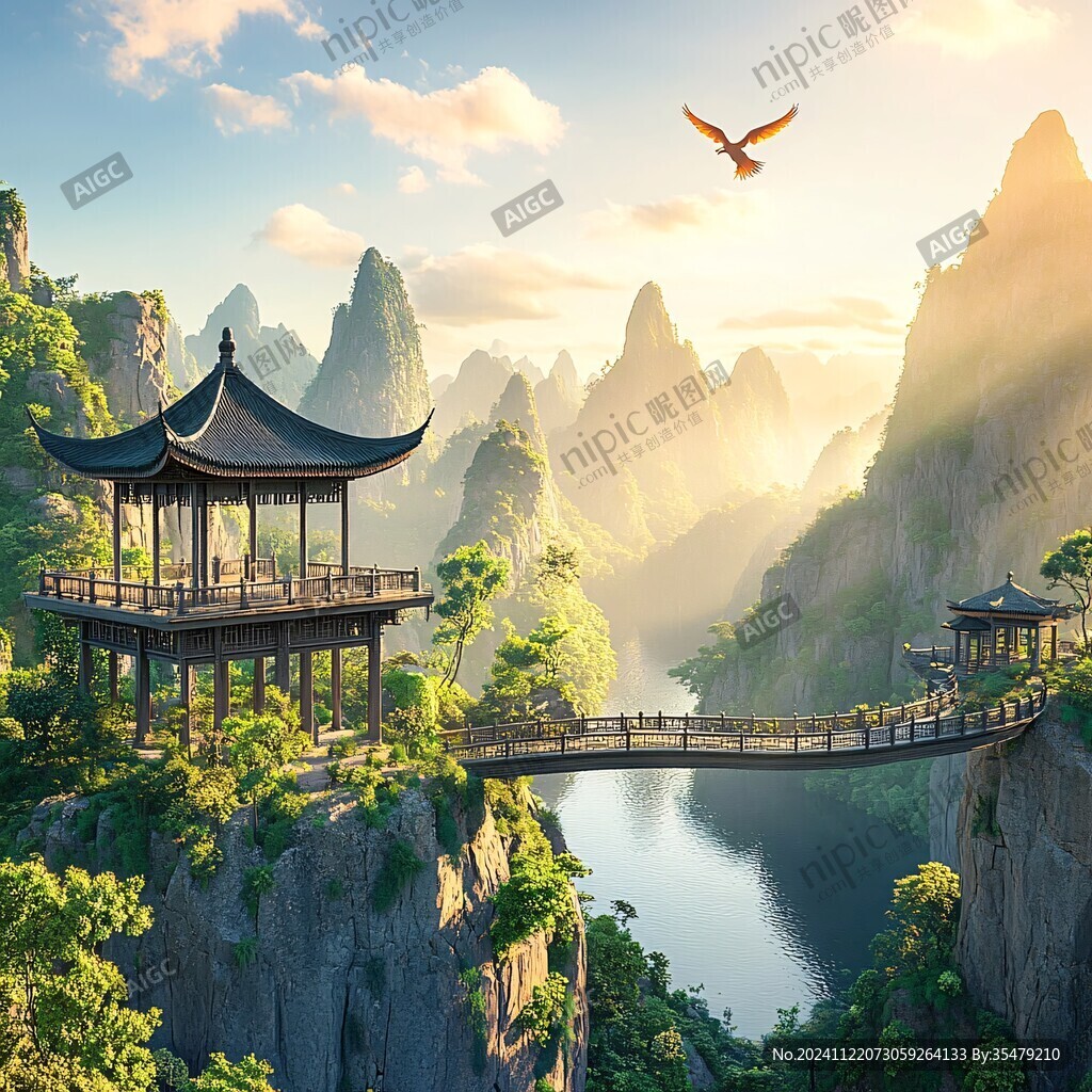 山水樓閣雅致意境風(fēng)