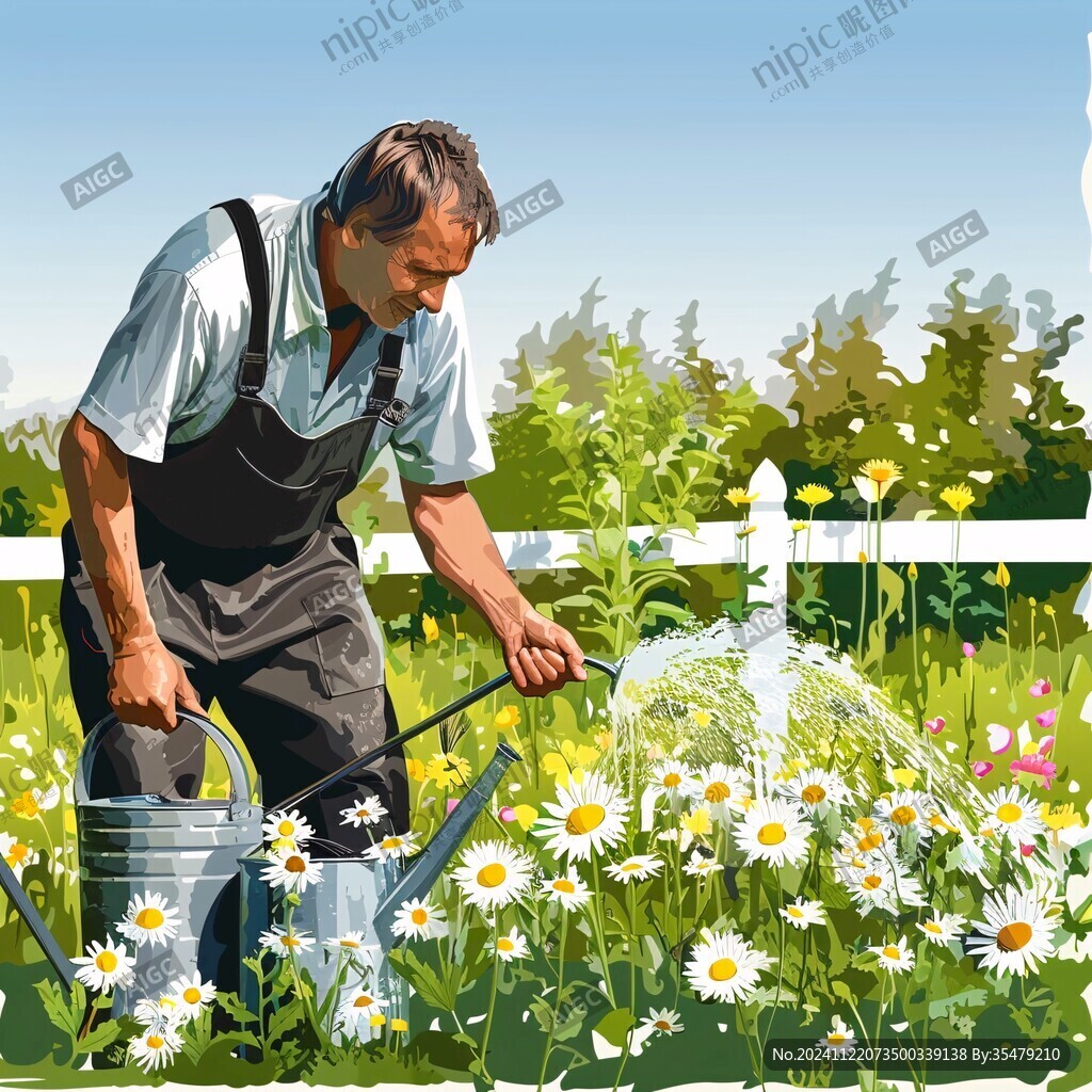 澆水花農