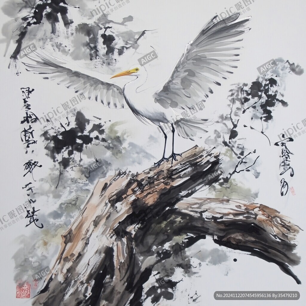 手繪松鶴圖
