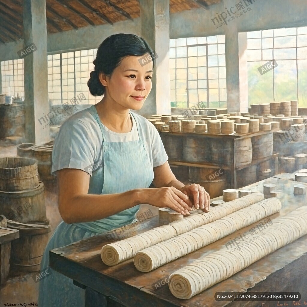 古代造紙蠟像